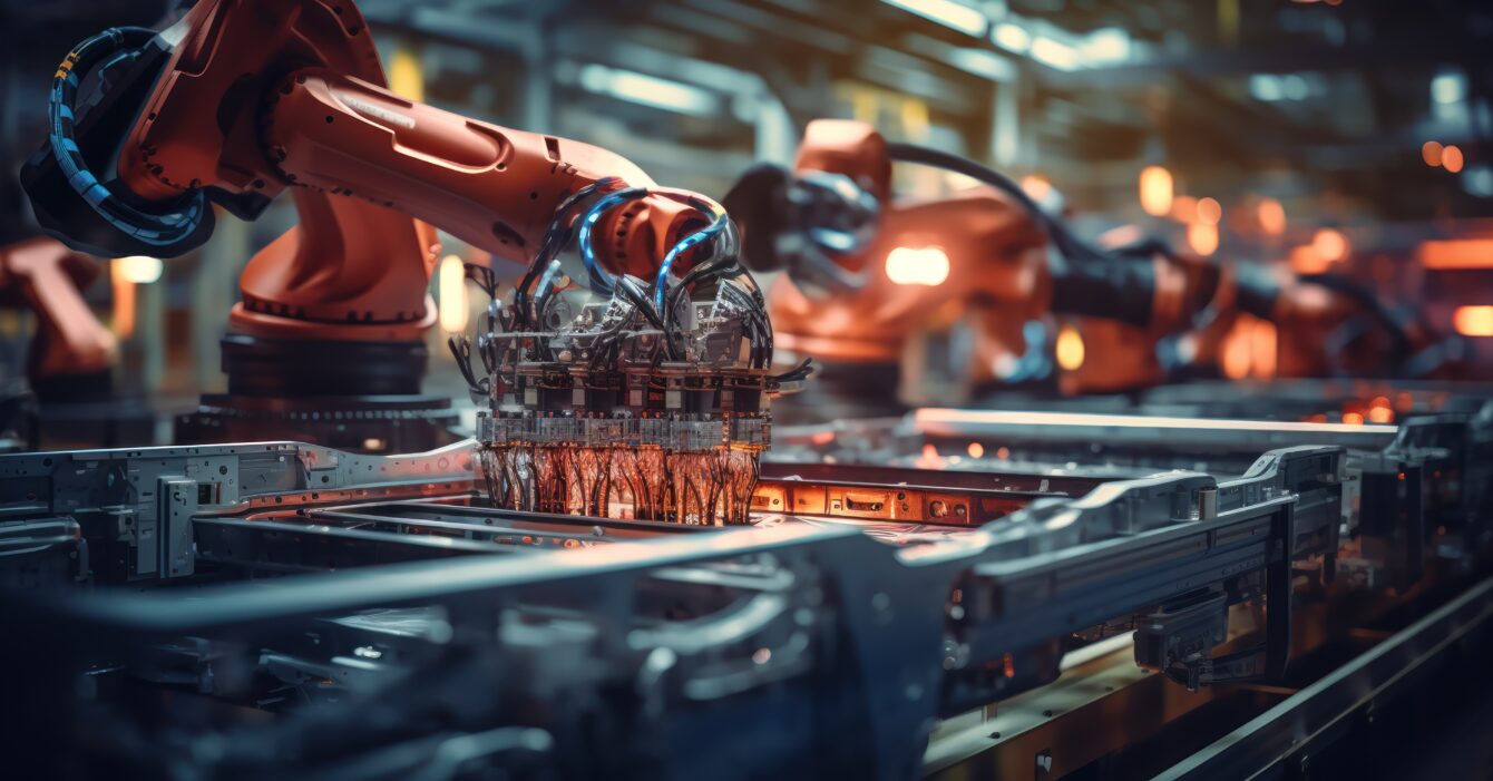 Automotive assembly line, precision and automation.